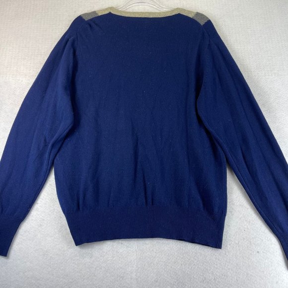 Vintage SNOW LOTUS Mens 44/L/XL Blue Multi Cashmere Fair Isle V-Neck Sweater - Picture 14 of 14